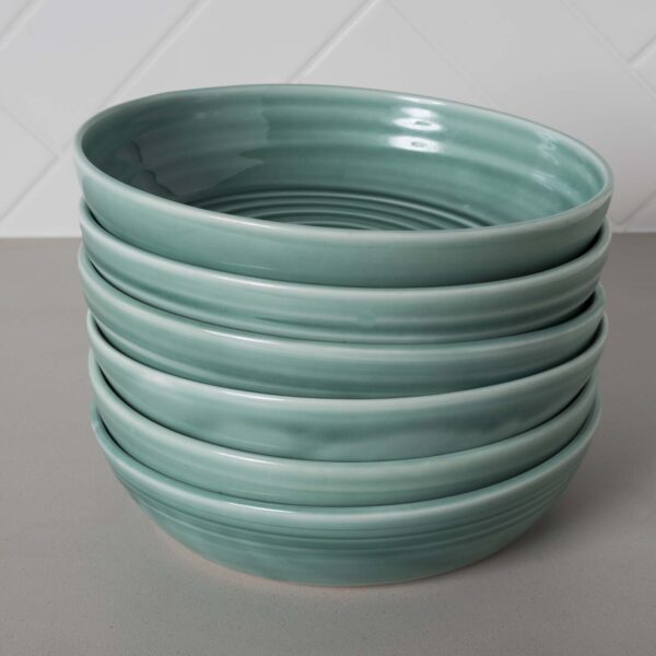 Aquamarine Turquoise Pasta Bowl Stack Mud Ireland Handcrafted Irish Pottery Ceramics