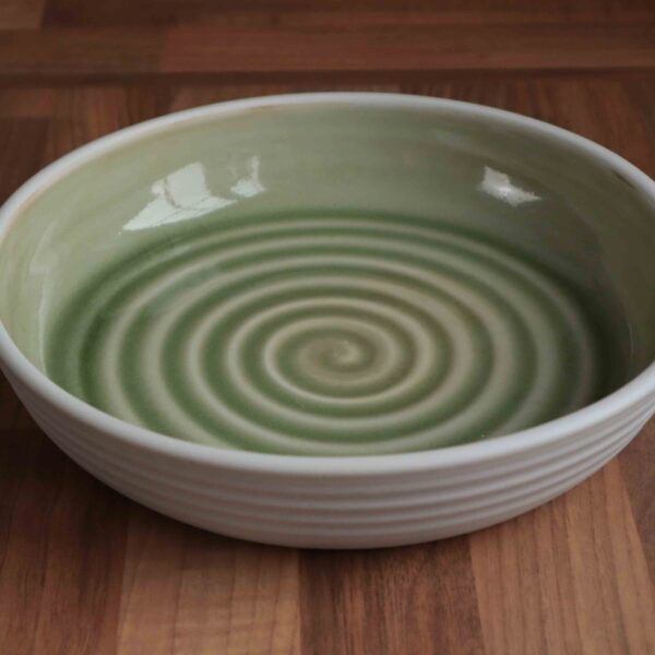 Gas fired olive celadon pasta bowl Mud Ireland Handcrafted Irish Pottery Ceramics