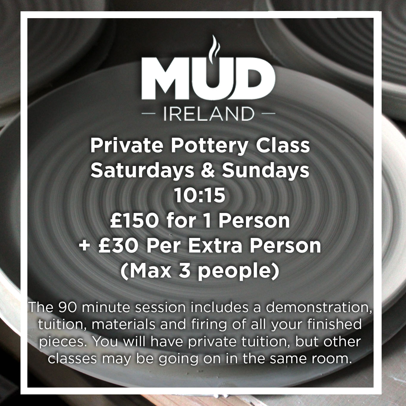 Mud Ireland Private Pottery Class Northern Ireland Craft Workshop class potters wheel
